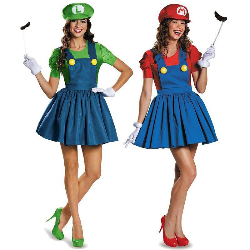 Women's Super Mario Bros Luigi Costume With Breathable Spandex And Exquisite Workmanship
