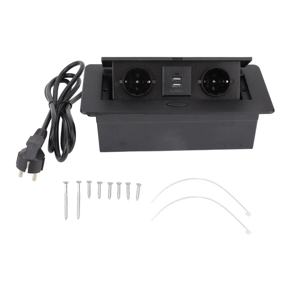 Tischanschlusskasten mit zwei USB-Anschlüssen, verdeckter wasserdichter, flammhemmender Tischsteckdose