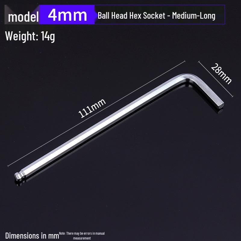 Gehärteter verzinkter und vernickelter L-förmiger Innensechskantschlüssel mit Kugelkopf