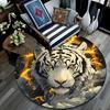 Roaring Tiger Round Area Rug,Carpet Rug for Living Room Bedroom Sofa Playroom Decor,Non-slip Floor Mat