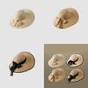 Women's Wide Brim Straw Hat With Bow Beach Sun Hat Uv Protection Korean Style