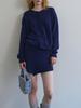 Tinnit Cashmere Wool Blend Wrap Skirt_Navy