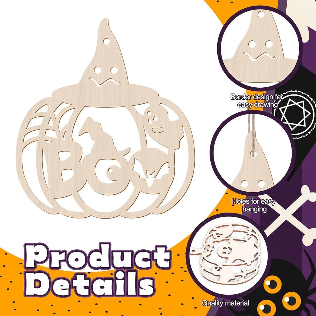 Halloween Wood Slices, Unfinished Wood Crafts, DIY Wood Ornaments, Halloween Decorations, Painting Craft Kits, Kids Art Projects