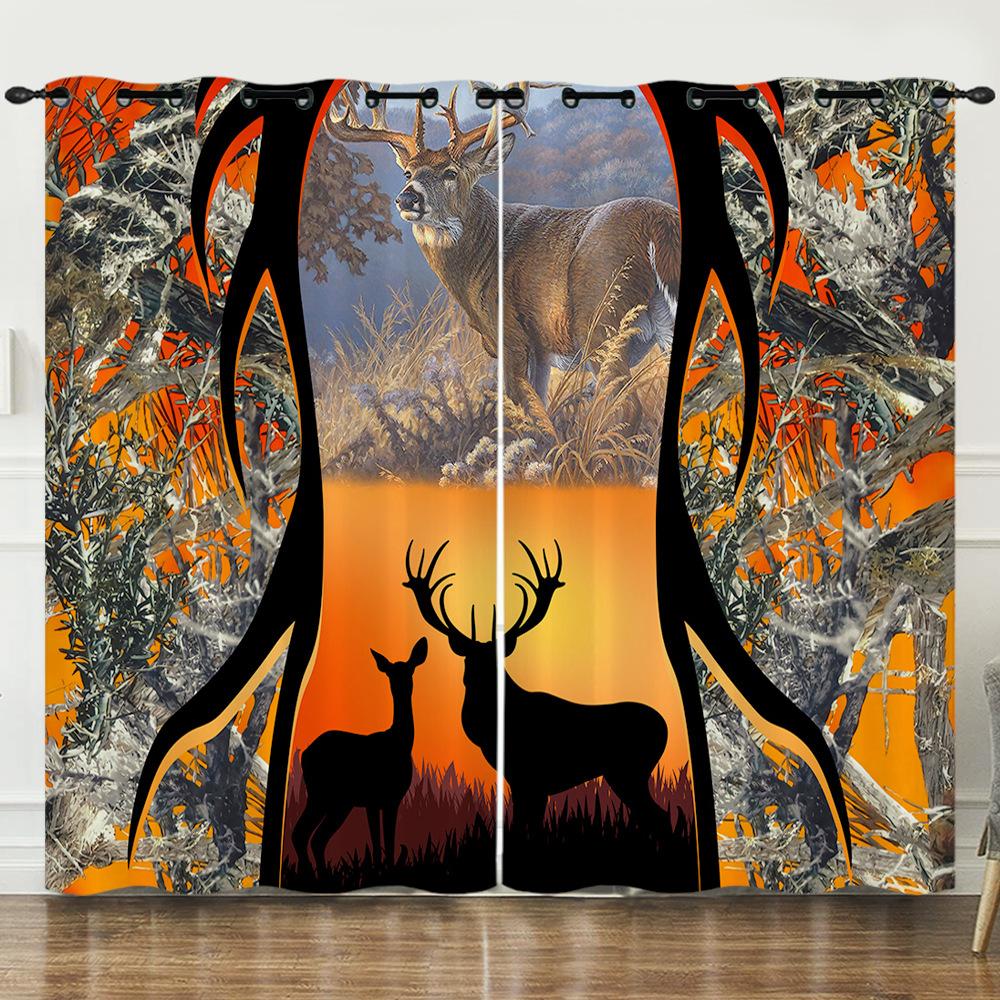 Штора Мультяшний Тварина Олень Пейзаж Любов 3D Цифровий Друк Затемнююча Штора З Люверсами