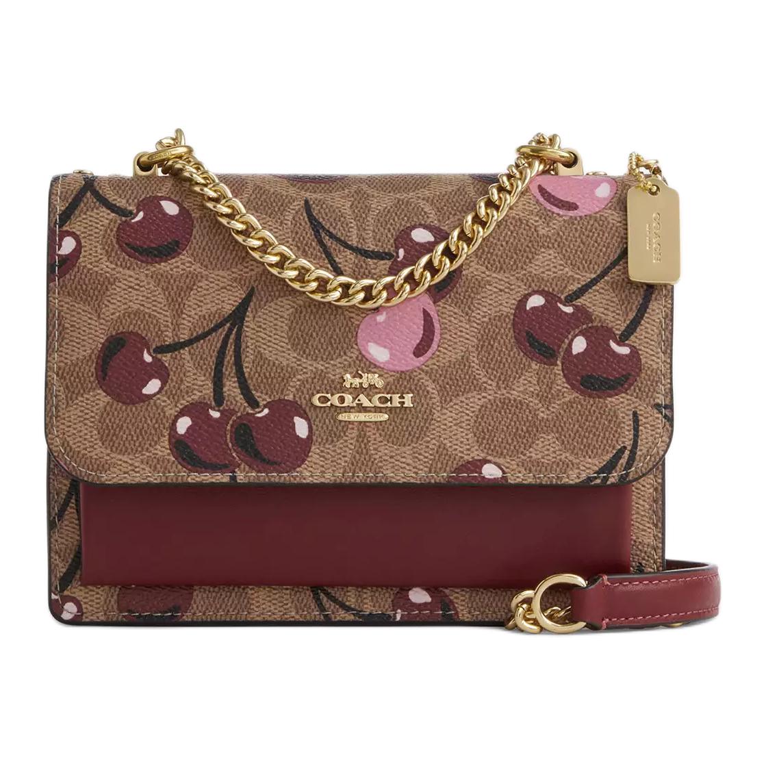 

Coach Cherry Print Signature Canvas Crossbody Bag with Chain Strap & Colorblock Detail for Daily & Casual Use Basic Set (Bag+Dust Bag)