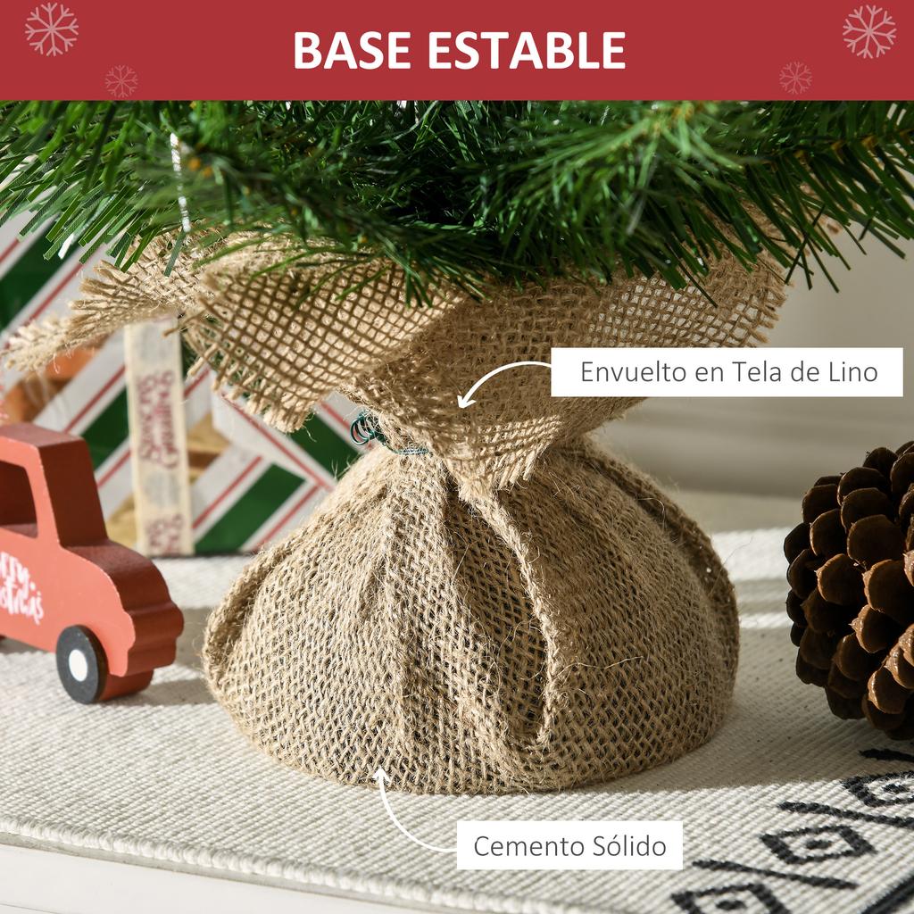 Small Artificial Christmas Tree, 60cm Tall, with 70 Branches, Fabric Base, Realistic Mini Christmas Tree for Indoor Use, Green