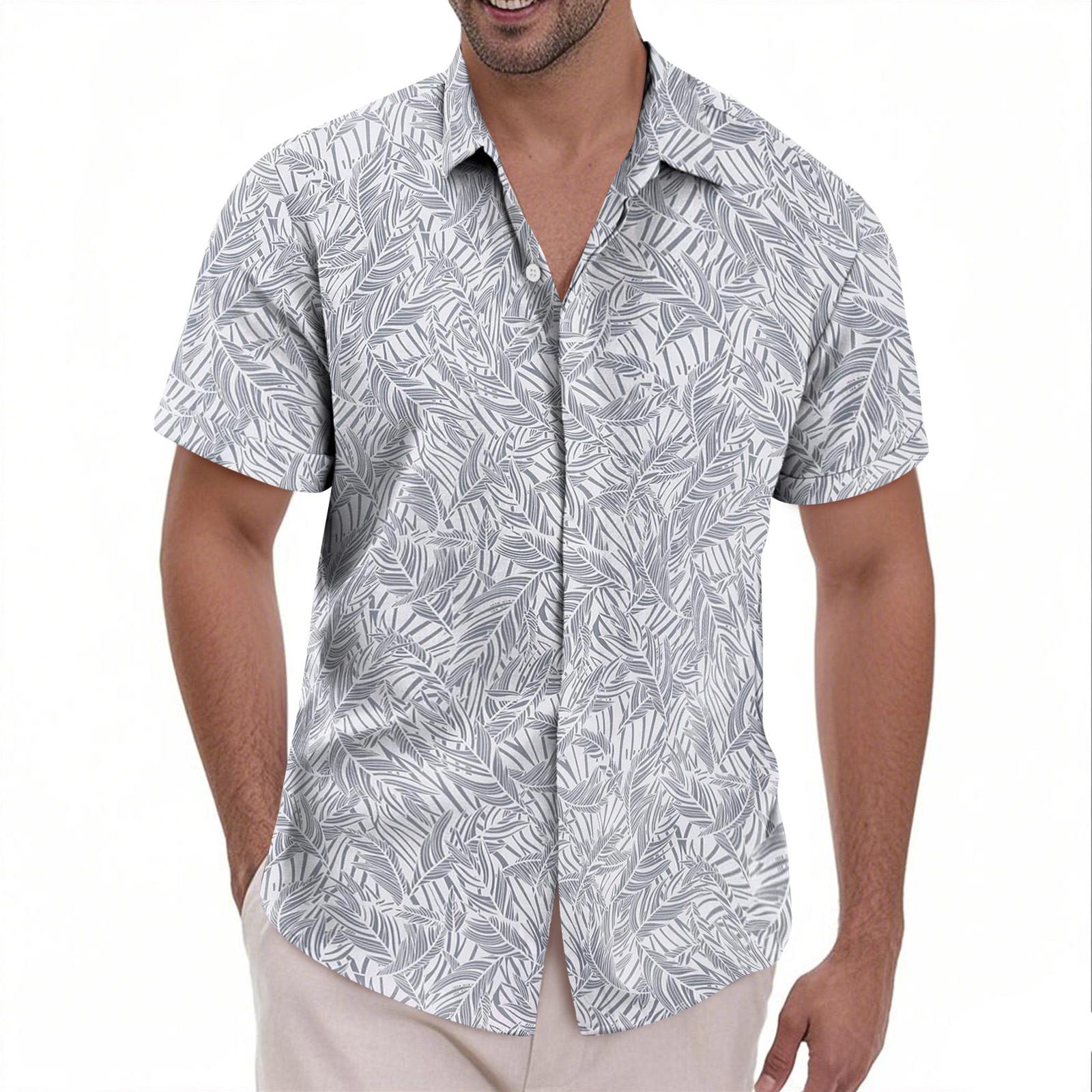 

Men s Linen Shirt Short Sleeved Casual Shirt Button Up Shirt Men s Beach Summer Wedding Shirt M