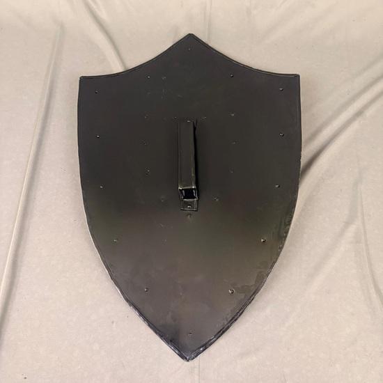 Polished Steel Knight Shield with Fleur De Lis Medieval Armor Prop, Wall Decor
