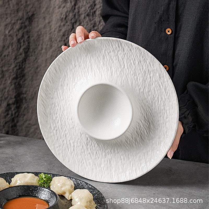 Kreativní keramické talíře na krevety s miskami na ocet, komerční talíře na knedlíčky a domácí lehce luxusní čínské nádobí