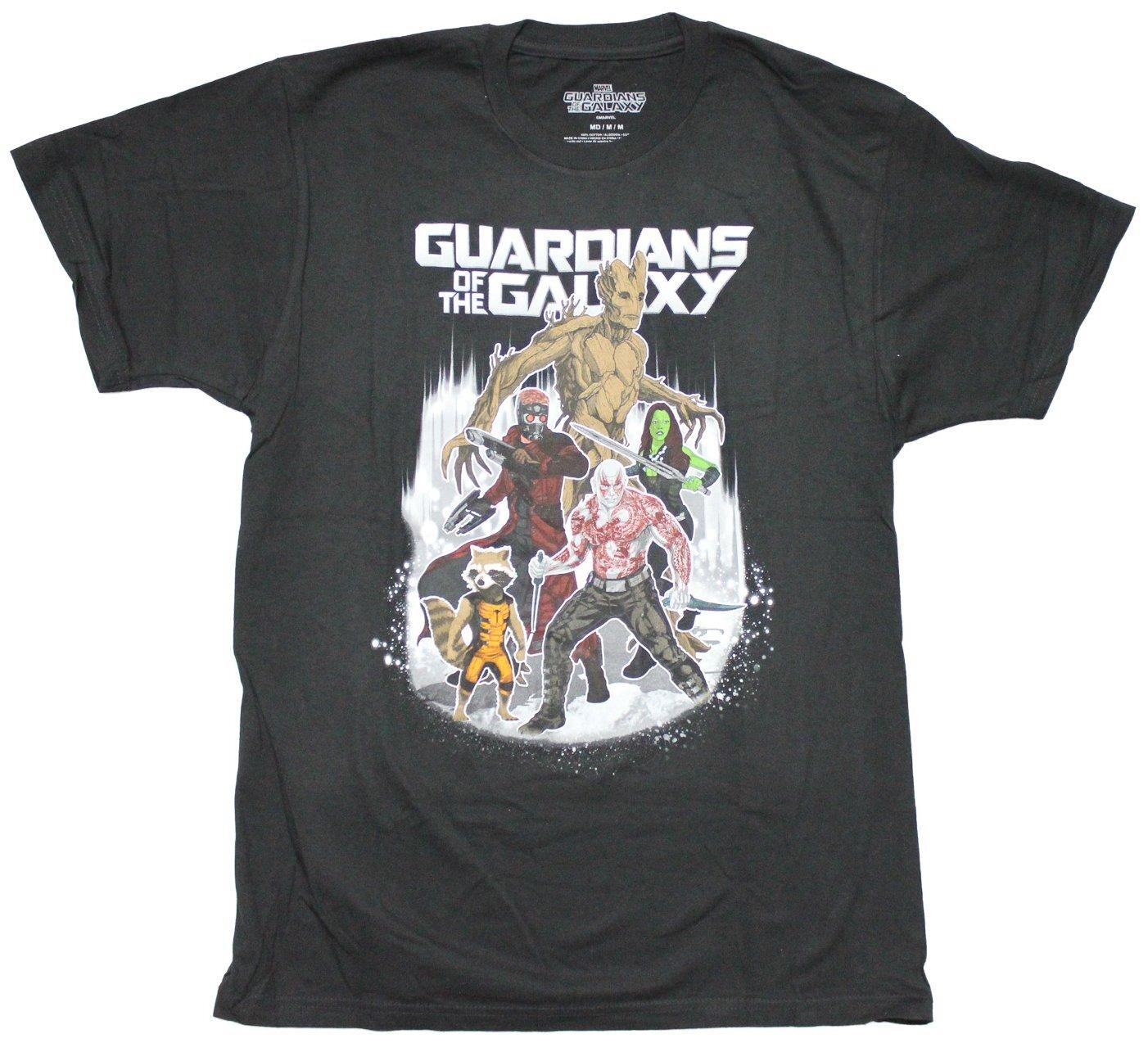 Guardians of the Galaxy New Adult T-Shirt - Cast Moon Under Name XXXXL
