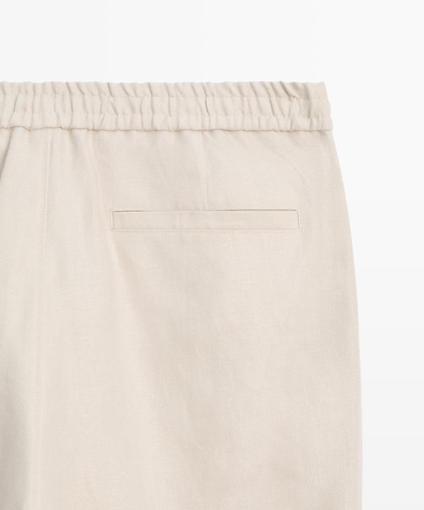 Masimodutti Total Look Waist Detail Linen Pants