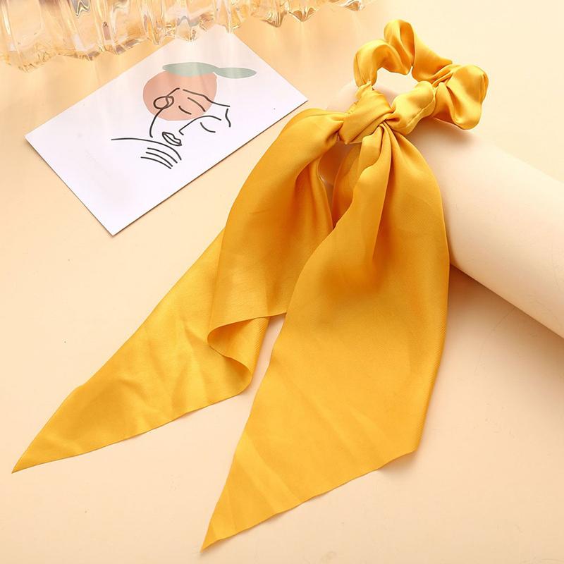 New Fashion Women Girl's Bow Scrunchies Hair Ribbon Elastic Hair Band Solid Color Horsetail Hair Ties Hair Accessories