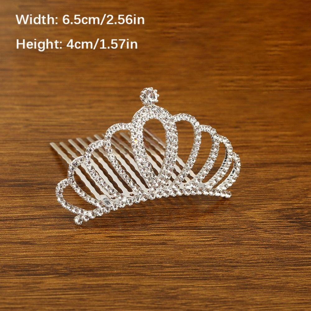 Sparkling Rhinestone Hair Comb Alloy Material Princess Hair Comb Children Tiara Crown  Parties