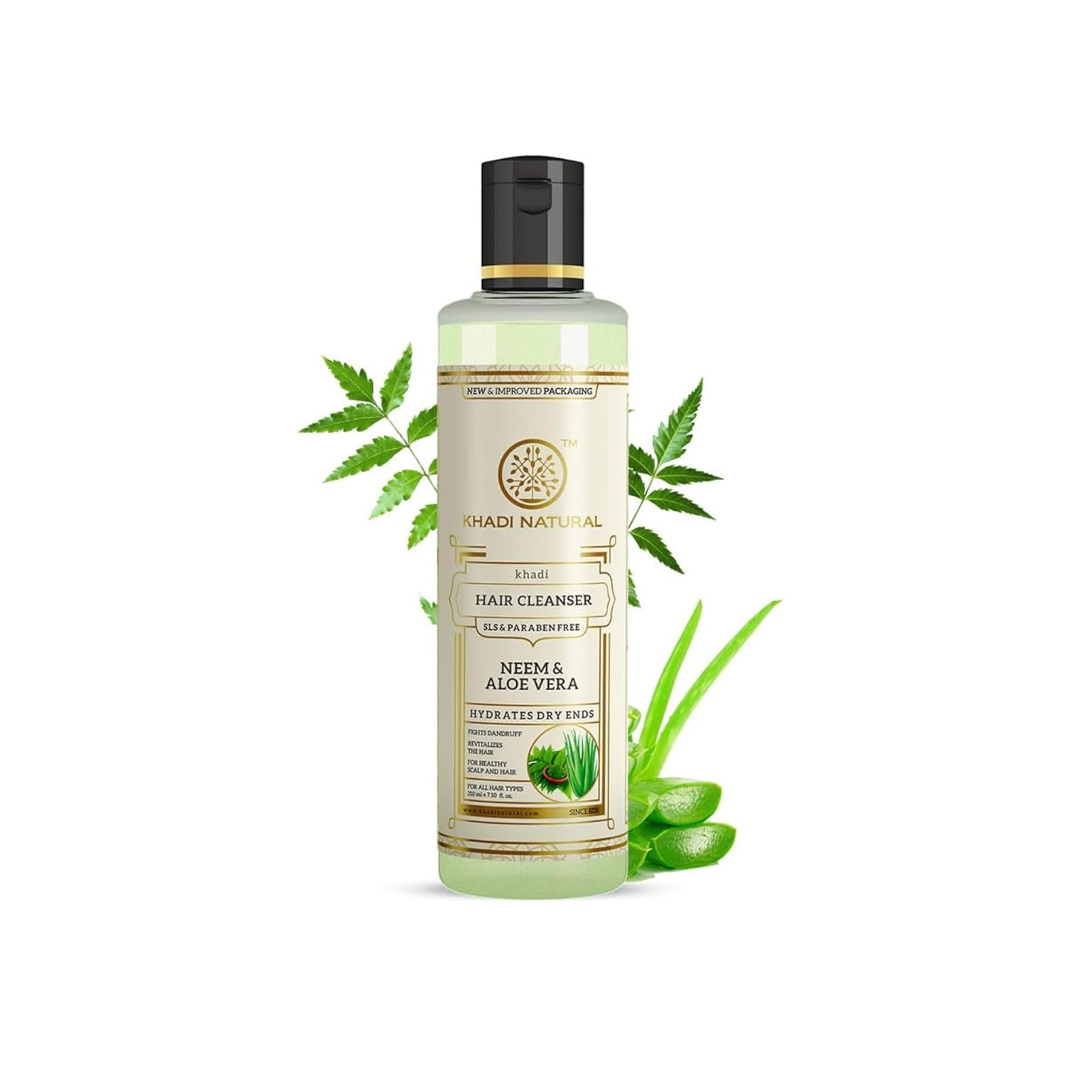 Khadi Natural Neem & Aloe Vera Herbal Shampoo 210ml Anti Dandruff Hair Care Strengthens Roots