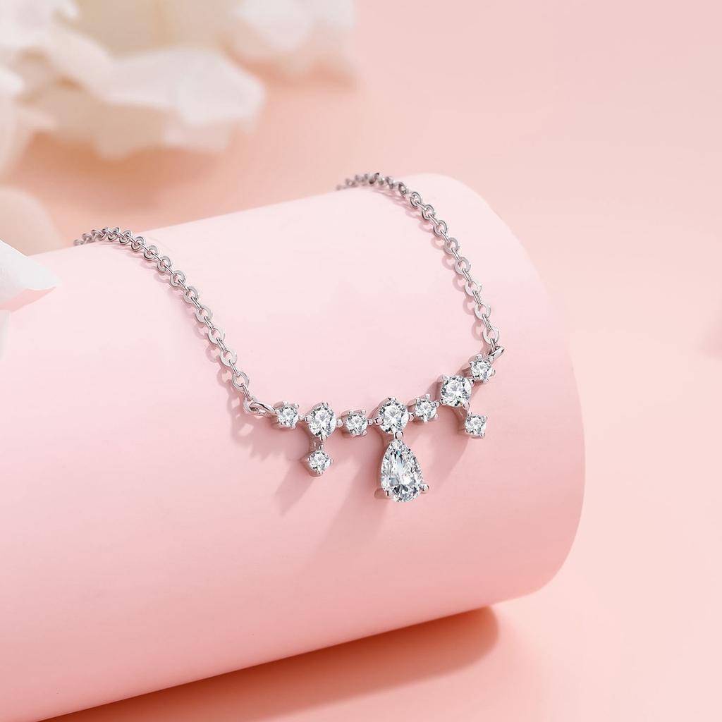 925 Sterling Silver Gypsy Necklace Light Luxury Water Drop Strength Chain Niche Exquisite Premium Sense Ins Clavicle Chain