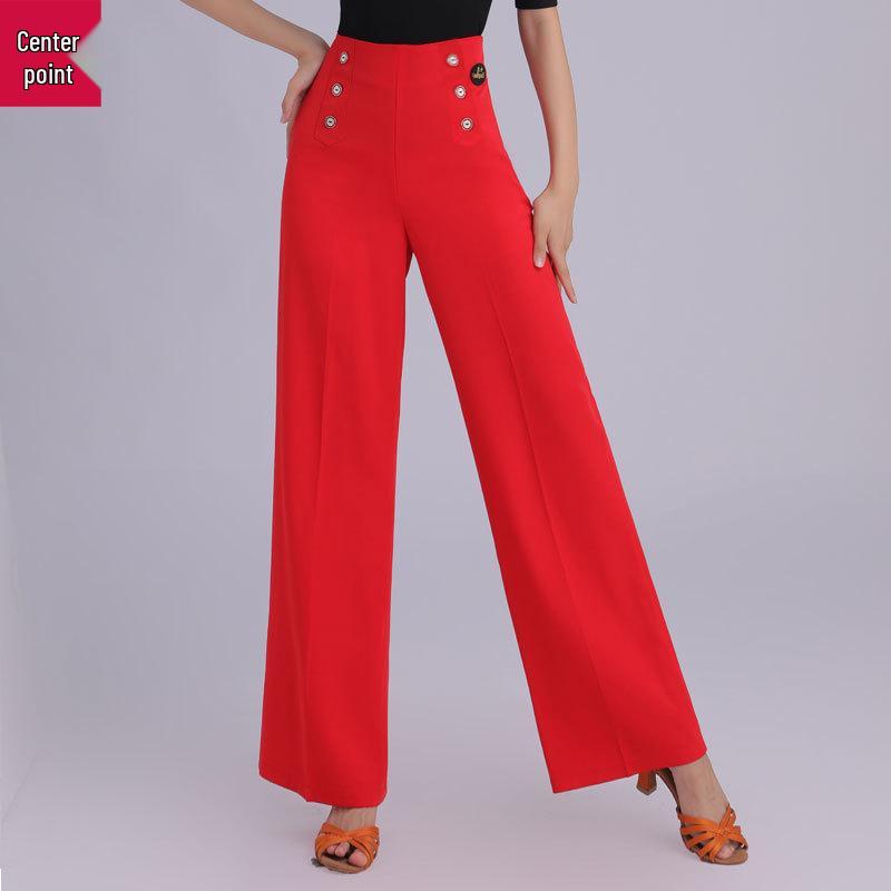 Women's High Waist Wide Leg Latin and Ballroom Dance Pants