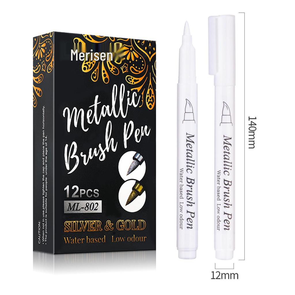 Metallic Soft Tip Craft Pen Set - Gold & Silver for DIY Album, Journal, Card Making, Signature & Sutra Copying.