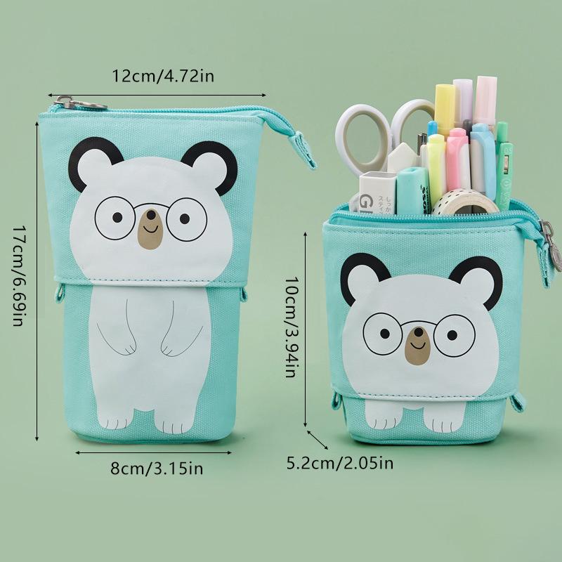 Cute Cat Standing Pencil Case Telescopic Pencil Holder Kawaii Stand Up Pencil Case School Supplies Stationery Children Gift