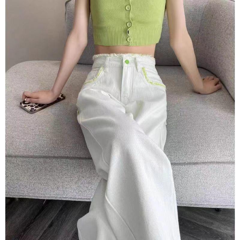

Women s High-Waisted Deep Blue Slim-Fit Wide-Leg Jeans - Spring New Arrival, Casual and Flattering Design 2XL [Recommended 125-140 lbs]
