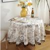 Floral Linen Cotton Tablecloth with Tassel Round Table Cover Dining Table Cover Tea Table Cloth Retro