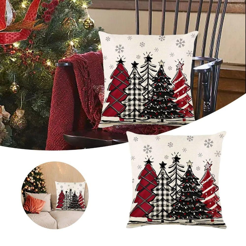 2Pcs 45x45cm Xmas Throw Pillow Case Microfiber Pillow Shell Sofa Pillowcase Children