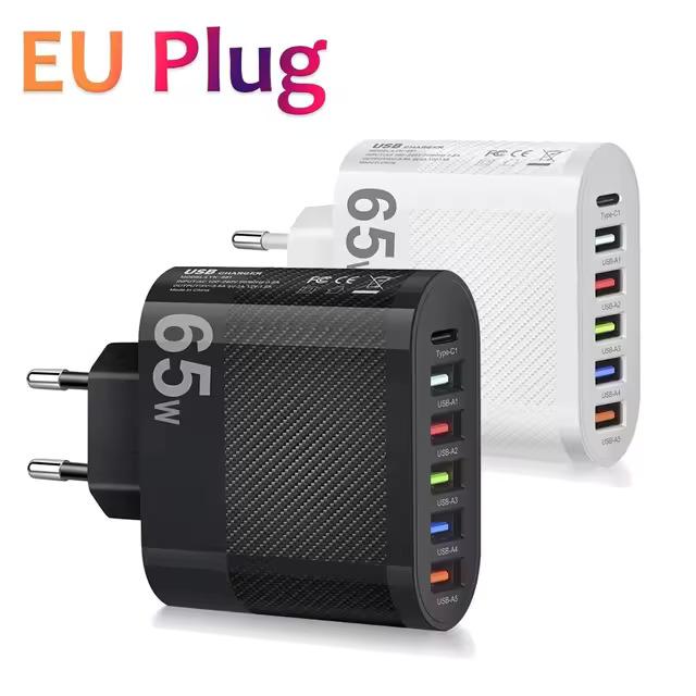 3.1A 5-портовое USB-зарядное устройство PD-адаптер для зарядки Xiaomi iPhone 16 15 Samsung Mobile Phone Quick Charge QC 3.0 Type C Fast Charger