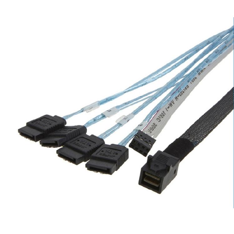 MiniSAS Host SFF-8643 zu 4SATA Backplane-Kabel, 0,5 m mit Sideband für verbesserte Datenintegrität