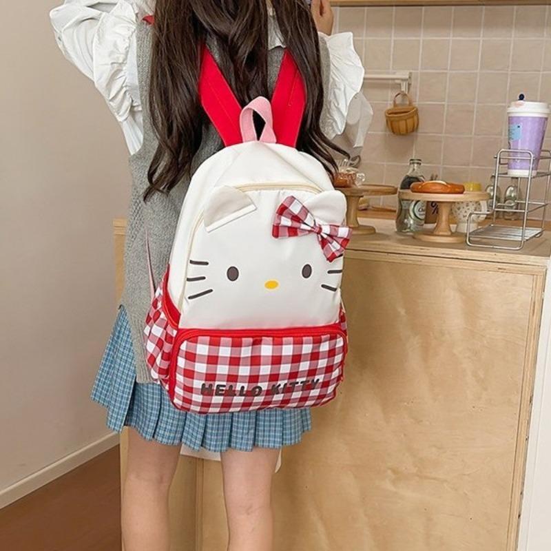 Sweet bow milk tea color backpack large capacity versatile cute cartoon schoolbag casual light backpack