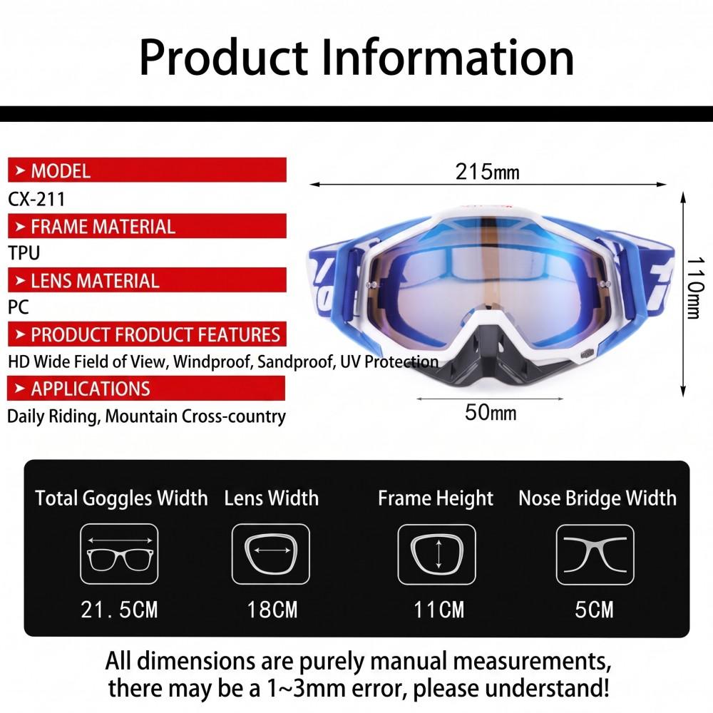 Motorcycle Protective Accessories Combo Riding Goggles Full Finger Gloves Breathable Balaclava Mask for Off-Road Motorbike