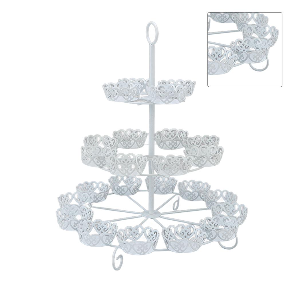 Cupcake Stand for 24 Cupcakes 3 Tier Pastry Serving Display Stand Iron Dessert Carrier Display Holder for Holiday Party