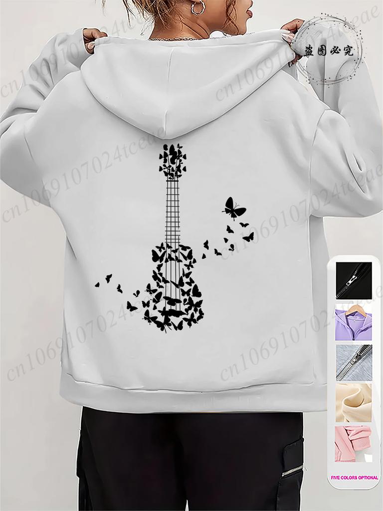 Men Women Fleece Hoodies Jackes Music Note Heartbeat Print Hoodie Zipper Jacket Male Hoodies Sweatshirt Music Zip Coats Clothes