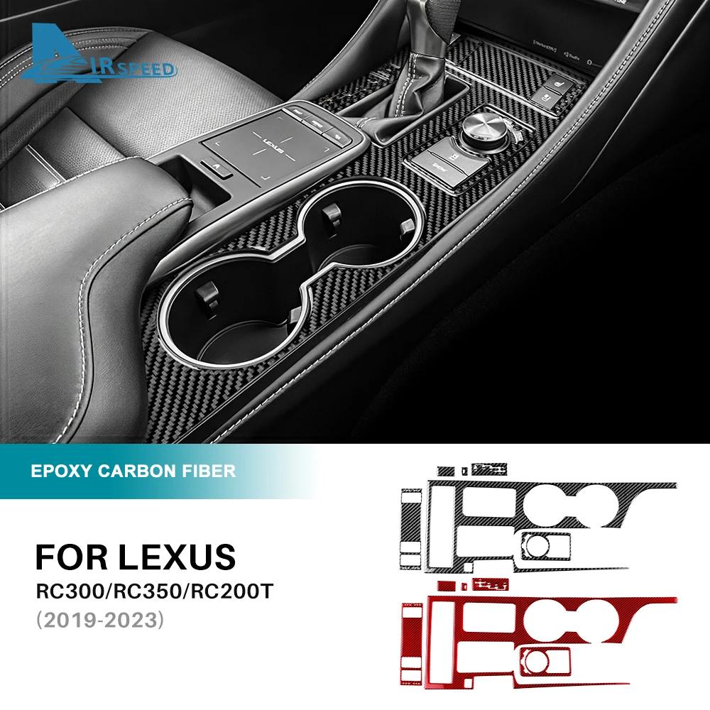 For Lexus RC300 RC350 RC200T 2019 2020 2021 2022 2023 2024 2025 Real Soft Carbon Fiber Central Control Gear Panel Sticker
