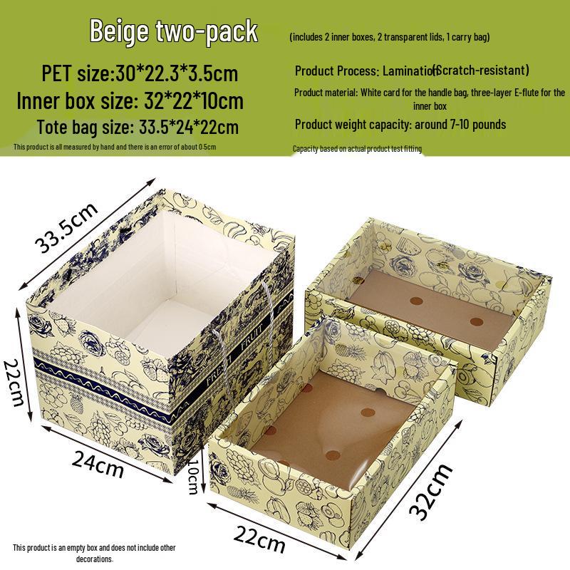 Ins Style Transparent Fruit & Flower Gift Box, 10 Jin Capacity, Leather Mixed Gift Box