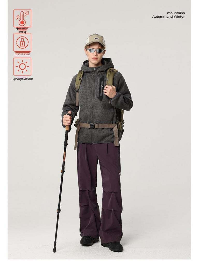 Men's Winter Fleece-Lined Hooded Sweatshirt Jacket