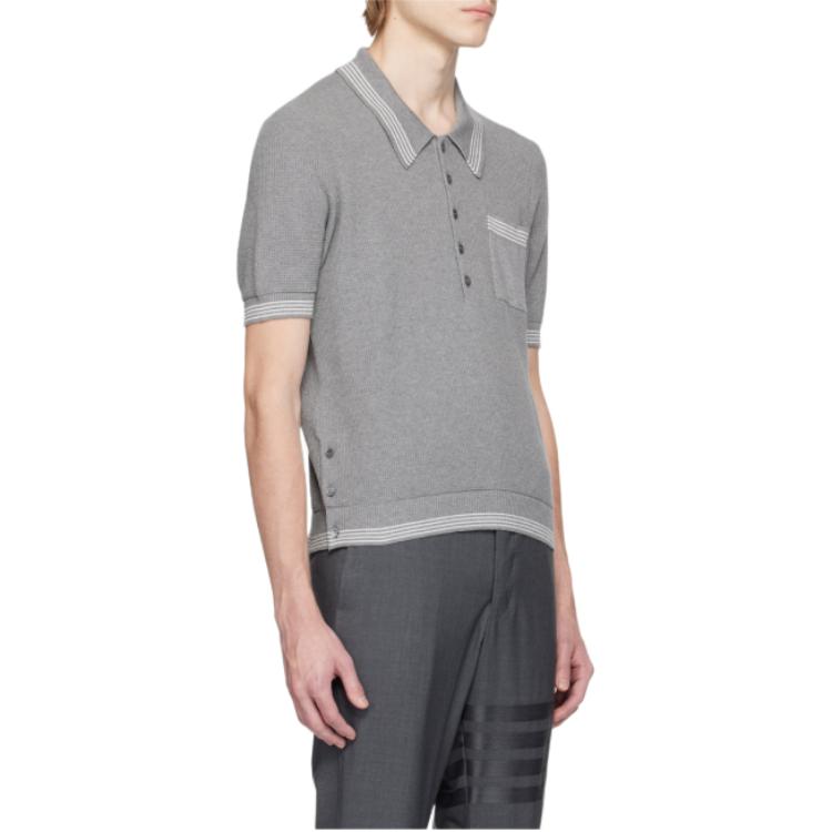 THOM BROWNE Polo Shirts Men's Gray Polo Collar Thin Other MKP085A-Y3006-055