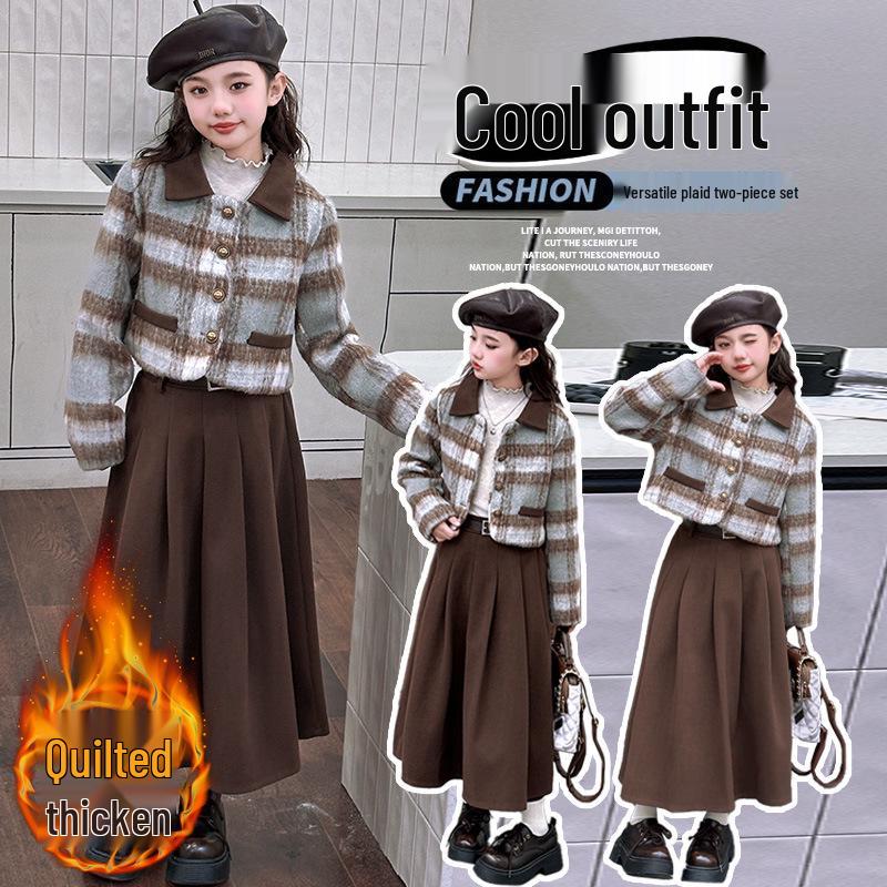 Girls' High-End Midi Skirt Set - Autumn/Winter 2025 Fashion