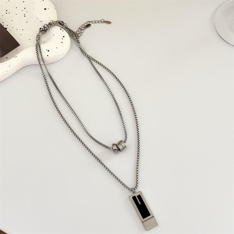 

Мужское двухслойное ожерелье из титановой стали — европейский и американский уличный стиль, подвеска в виде цепочки свитера