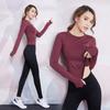 Yuoku Long Sleeve Yoga with Slim Fitness M and Wine Sportswear, T-Shirt Thumbholes, Fit, Women's Top, Sports, Gym, Training, Moisture-Wicking,