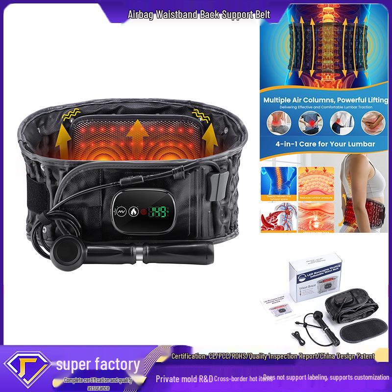 Fascia Lombare Massaggiante Vibrante Riscaldata in Ecopelle con LED e Supporto per la Colonna Vertebrale
