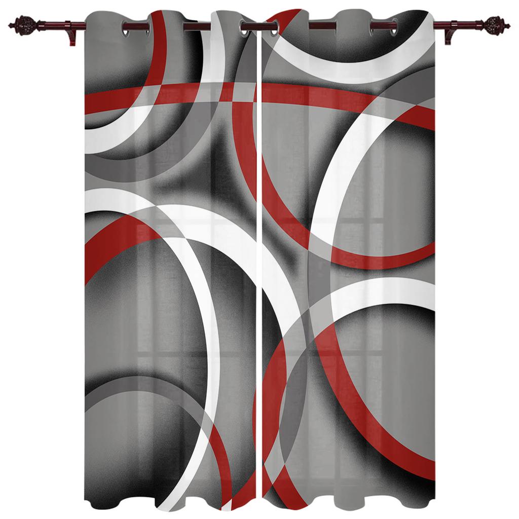 Circle Abstract Geometry Window Curtain Living Room Luxury Valance Curtain for Bedroom Home Kitchen Decor Curtain