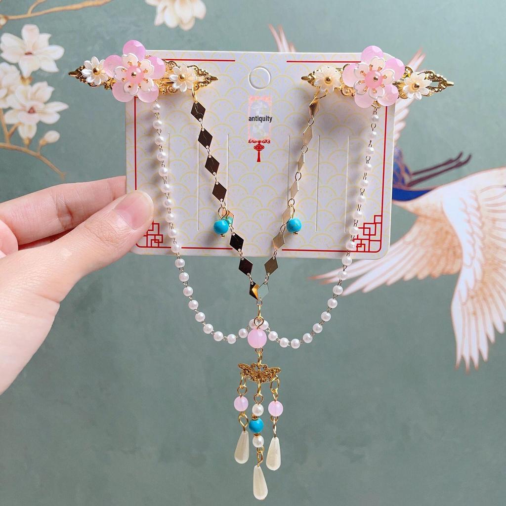 Accesorii de păr pentru copii în stil antic Hanchen: Agrafă de păr cu ciucure și lanț pentru frunte