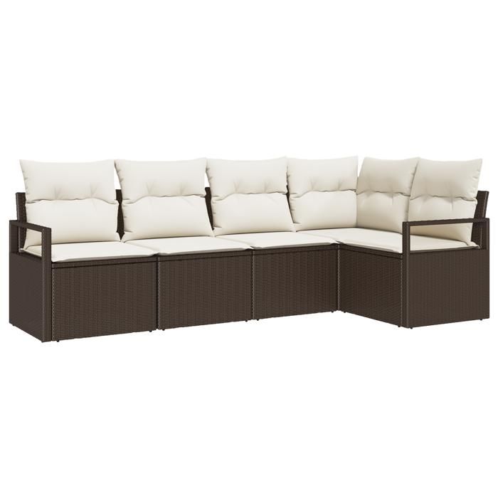 VidaXL Ensemble de Canapés de Jardin 5 Pièces avec Coussins Bruns en Poly Rotin 3346378