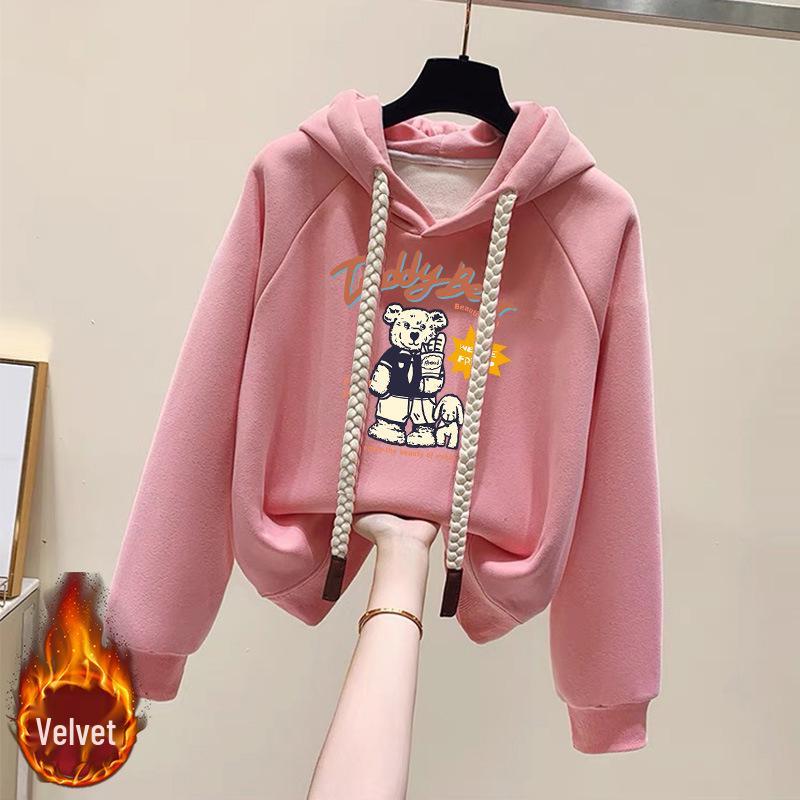 Women's Fleece-Lined Hooded Sweatshirt - New 2024 Petite Winter Dopamine Style