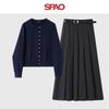 SPAO Korean Style Knit Cardigan and Pleated Skirt Two-Piece Set