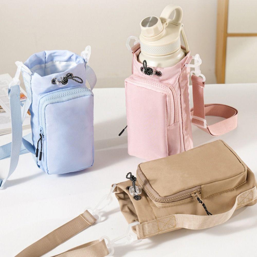 With Phone Pocket Water Bottle Holder Pouch Bottle Carrier Bag  Unisex