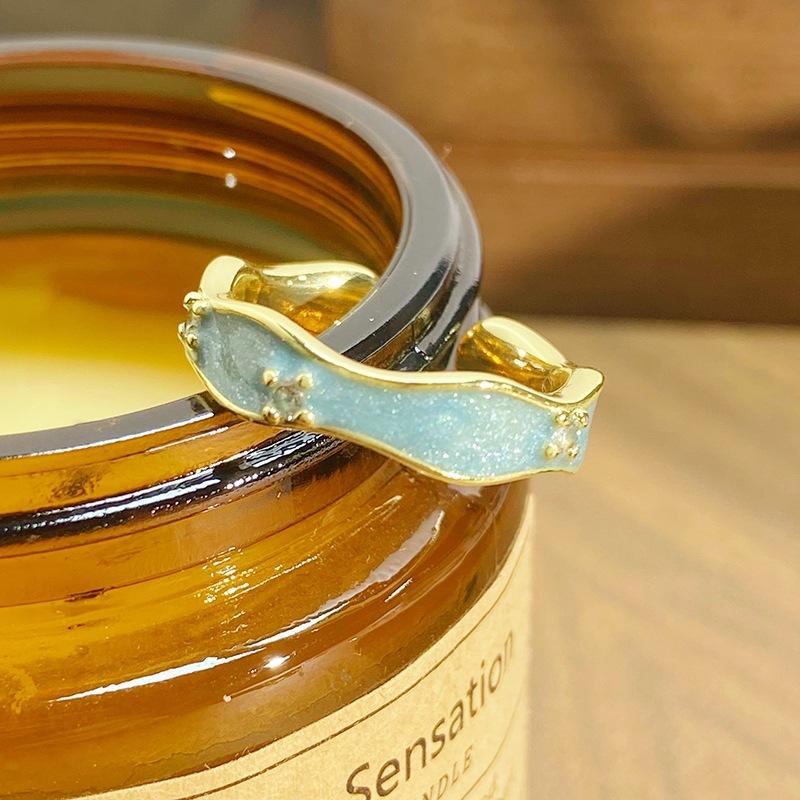 Macaron Color Color Color Enamel Zir*****Pen Ring Niche Stacking Wearing Temperament Light Luxury High-End Ring Women'S Model