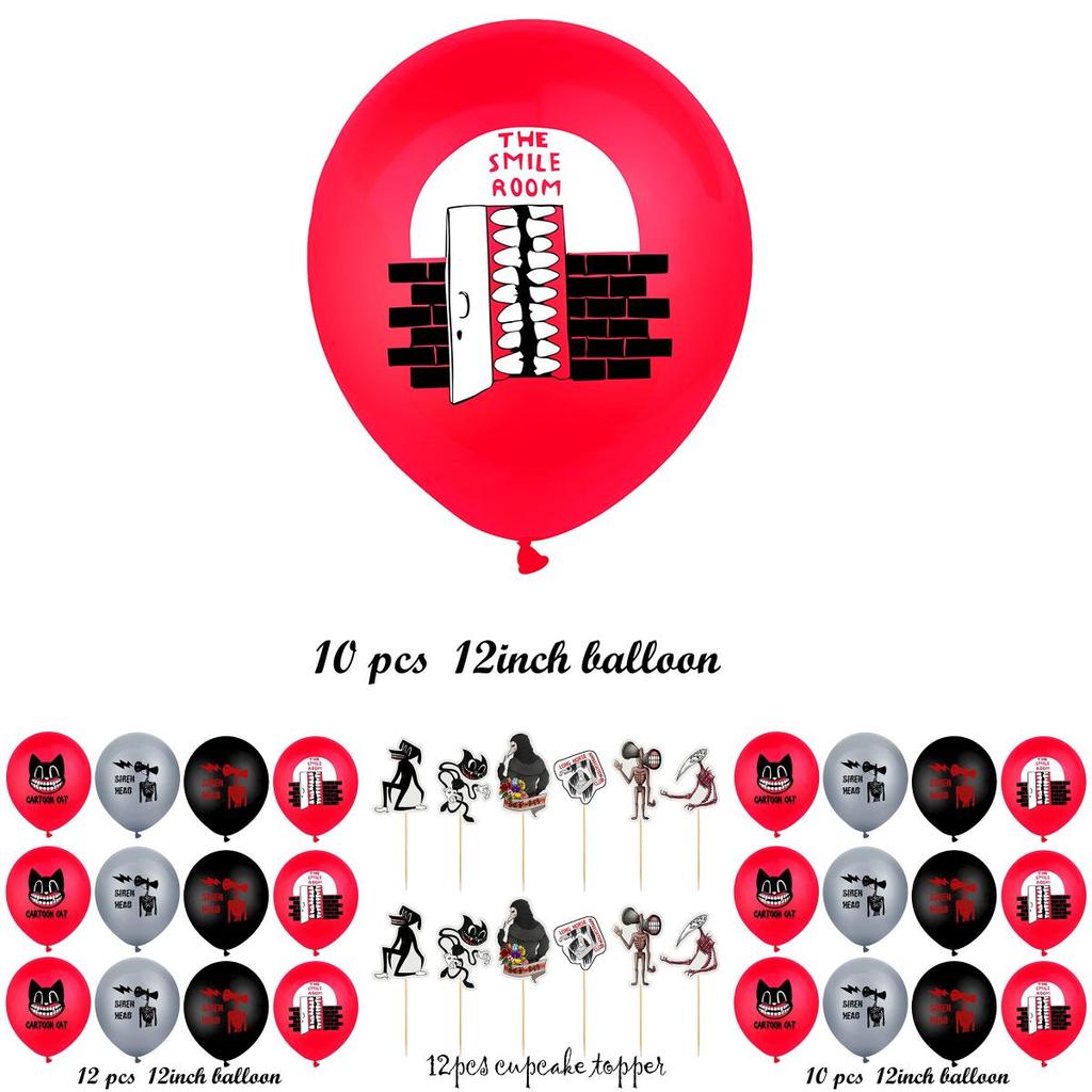 Vivid Siren Head Cartoon Cat Horror Theme Birthday Party Balloon Decorations