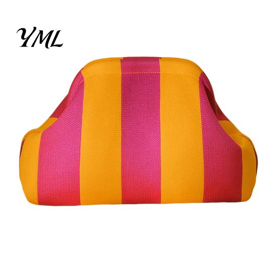 Large Capacity Cosmetic Pouch Woven Striped Clutch Purse for Woman, Pouch, Portable Party Knit Dumpling Bag, Kiss Lock Handbag Evening,