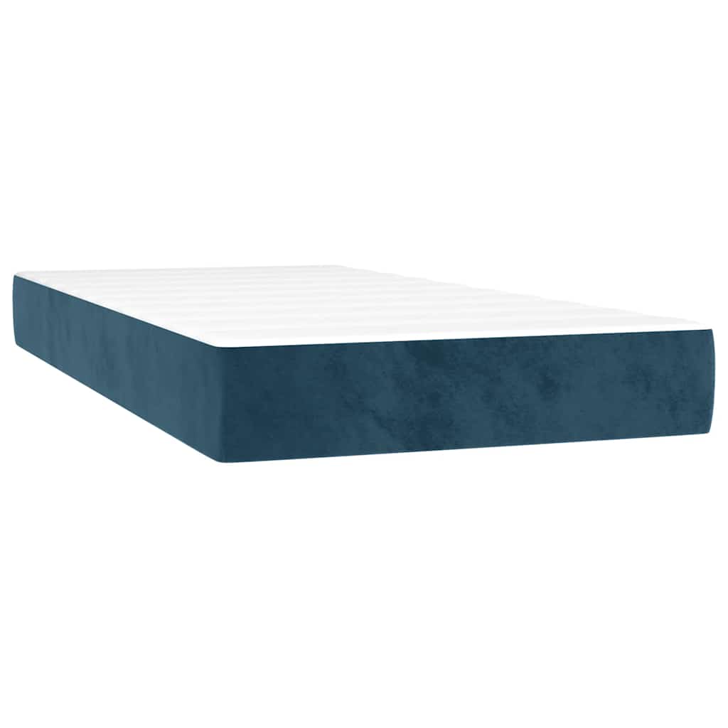 Box Spring Bed with Mattress Dark Blue 90x190 cm Velvet