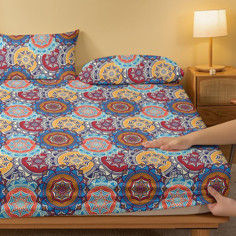Bohemian 1 Patterned Frosted Bedsheet, Bedroom Printed Bedspread, Bedding Excluding Pillowcases
